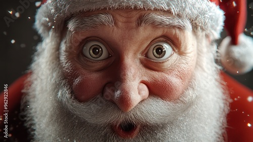 funny shocked santa for christmas advertising. Generative AI photo