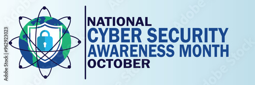 National Cyber Security Awareness Month. October. Suitable for greeting card, poster and banner. Vector illustration