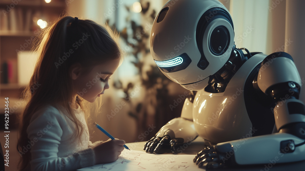 A New Kind of Homework Help: Robot helping a Young Girl A New Kind of Homework Help: Robot helping a Young Girl