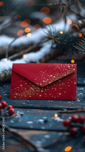 Red envelope with gold glitter on it