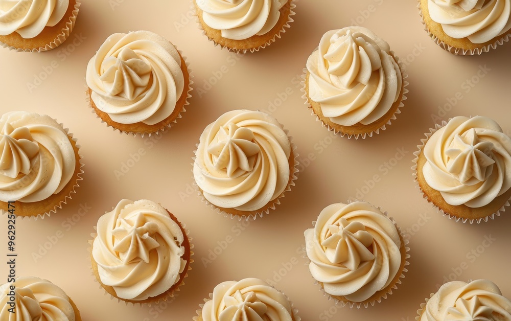 Creamy Cupcakes in Perfect Alignment Creamy Cupcakes in Perfect Alignment