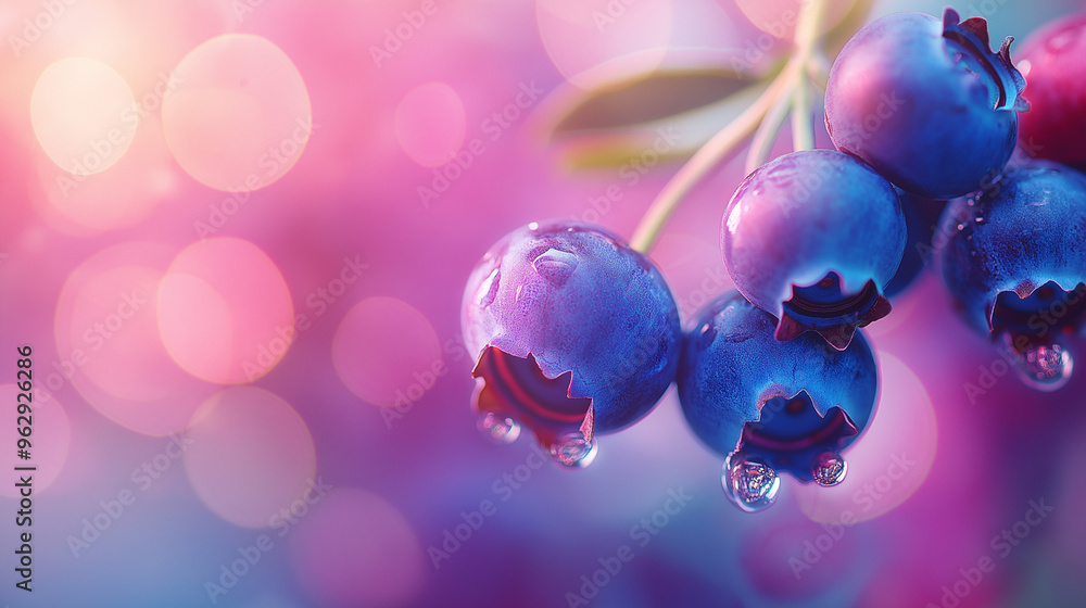 Fototapeta premium Colorful blueberries with a soft glow
