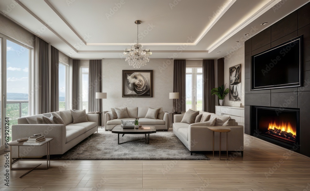 Fototapeta premium modern luxury living room interior design