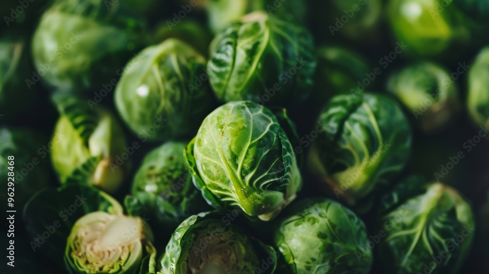 A close-up of green Brussels sprouts with detailed textures, showcasing their fresh, natural appeal; ideal for promoting healthy eating and farm-fresh produce. A close-up of green Brussels sprouts with detailed textures, showcasing their fresh, natural appeal; ideal for promoting healthy eating and farm-fresh produce.