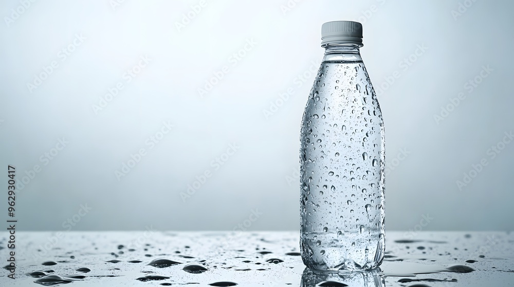 Cold Water Bottle With Condensation Droplets Cold Water Bottle With Condensation Droplets