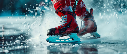 Wallpaper Mural Close up of red skates hockey player at the ice rink arena in motion. Hockey competition at ice stadium. Winter professional sport. Generative ai  Torontodigital.ca