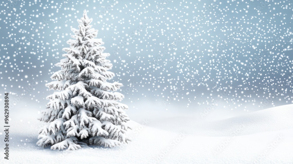 Winter christmas background with snow tree and lots of copy spac Winter christmas background with snow tree and lots of copy spac