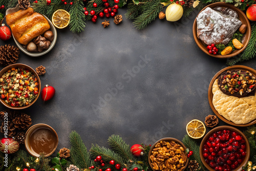 background for an inscription in the theme of Christmas food