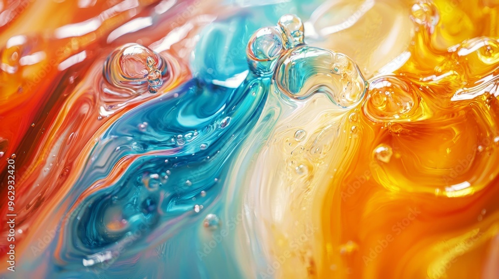 Abstract Swirling Liquid Colors with Bubbles Abstract Swirling Liquid Colors with Bubbles