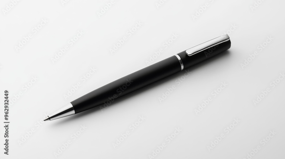 Black Metal Pen Isolated on a White Background Generative AI Black Metal Pen Isolated on a White Background Generative AI