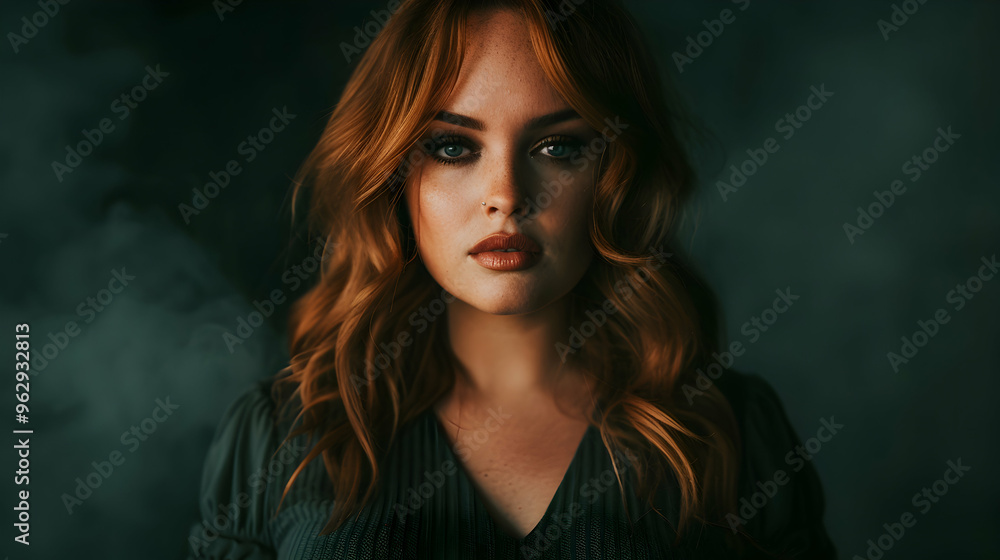 Mature Plus Size Red Hair Woman Grey Evening Mature Plus Size Red Hair Woman Grey Evening