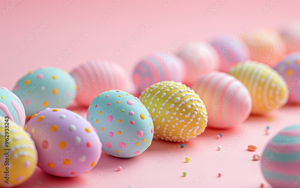 Colorful Easter Eggs on Pink Background Colorful Easter Eggs on Pink Background