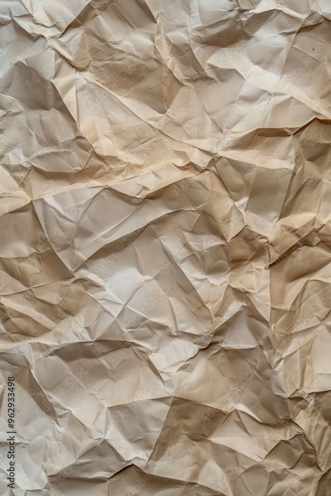 Crumpled paper texture background with creased folds and curled edges. Close-up view of brown paper with darker center. Ideal for design projects, posters, and print materials. Crumpled paper texture background with creased folds and curled edges. Close-up view of brown paper with darker center. Ideal for design projects, posters, and print materials.