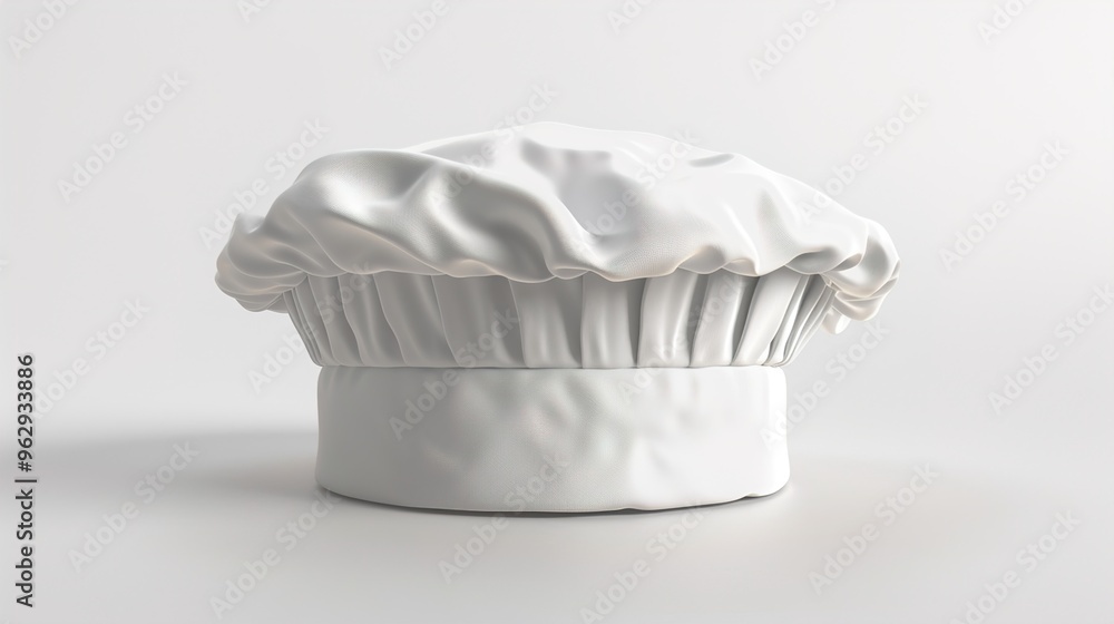 A detailed chef hat with realistic shadows and textures on a pure white background. A detailed chef hat with realistic shadows and textures on a pure white background.