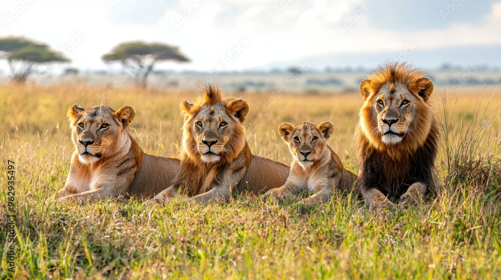 Lion Family Pride In The African Savannah Lion Family Pride In The African Savannah