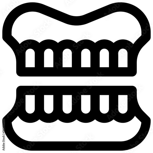 Denture. Editable stroke vector icon.