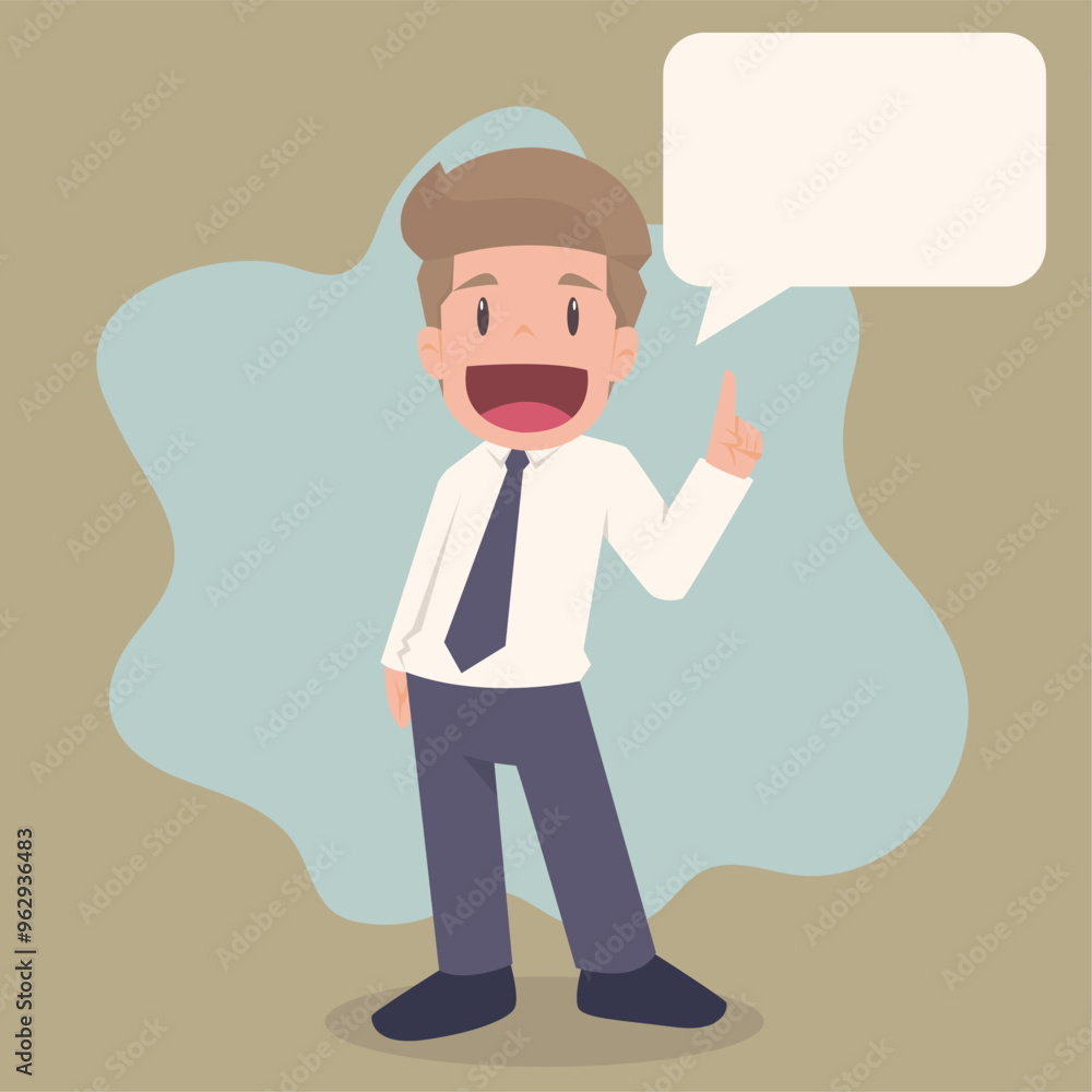 Businessman with light bulb idea. Template and layout. Cartoon flat vector illustration Businessman with light bulb idea. Template and layout. Cartoon flat vector illustration