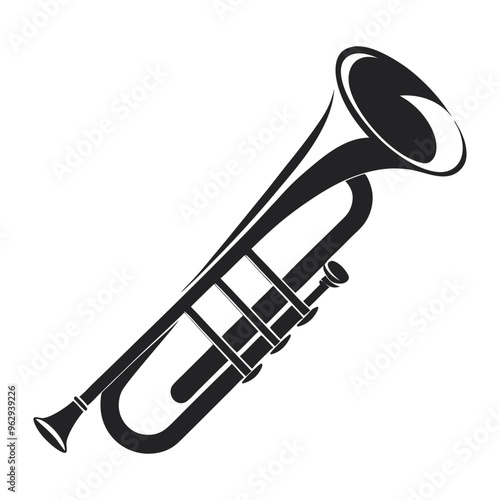 Black trombone icon isolated on white background