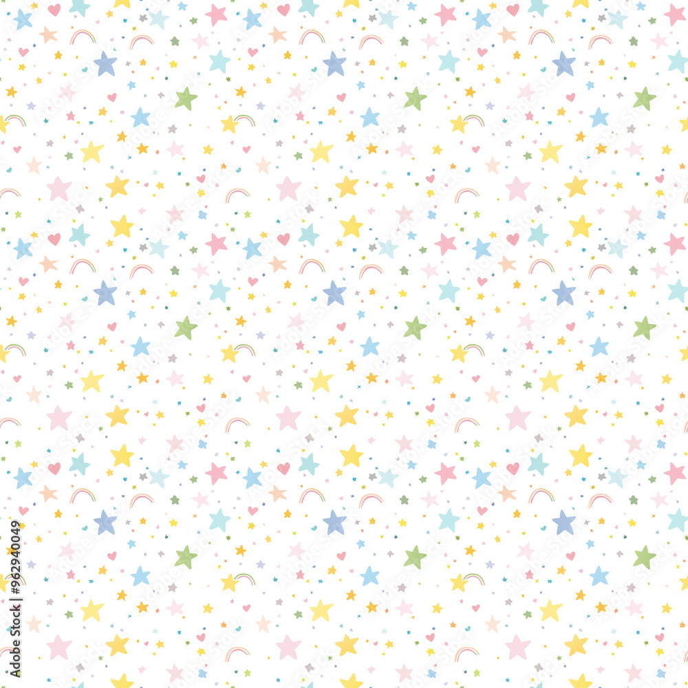 Pastel Stars and Rainbows Seamless Pattern Pastel Stars and Rainbows Seamless Pattern