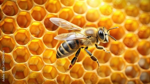 Bee flying over a hexagonal honeycomb, bee, insect, flying, honeycomb, pattern, hexagon, nature, wildlife, pollinator, yellow, black