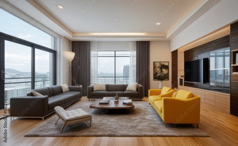 Fototapeta premium Modern luxury living room interior design