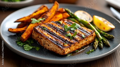 Grilled Tofu Steak with Asp...