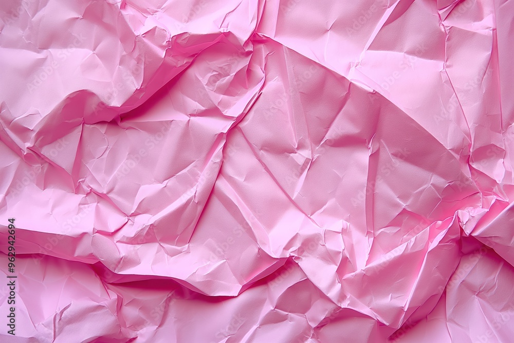 Pink crumpled paper texture background with rough uneven surface. Close-up view of folded twisted pink paper with curled edges. No text or objects visible. Perfect for design and art projects. Pink crumpled paper texture background with rough uneven surface. Close-up view of folded twisted pink paper with curled edges. No text or objects visible. Perfect for design and art projects.