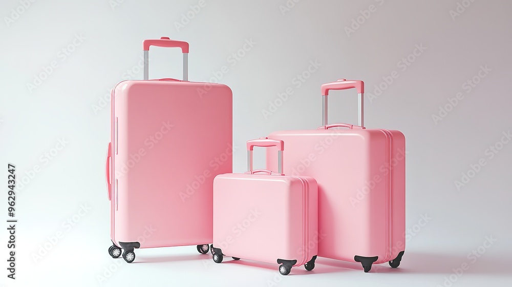 Set of suitcases on white background Set of suitcases on white background