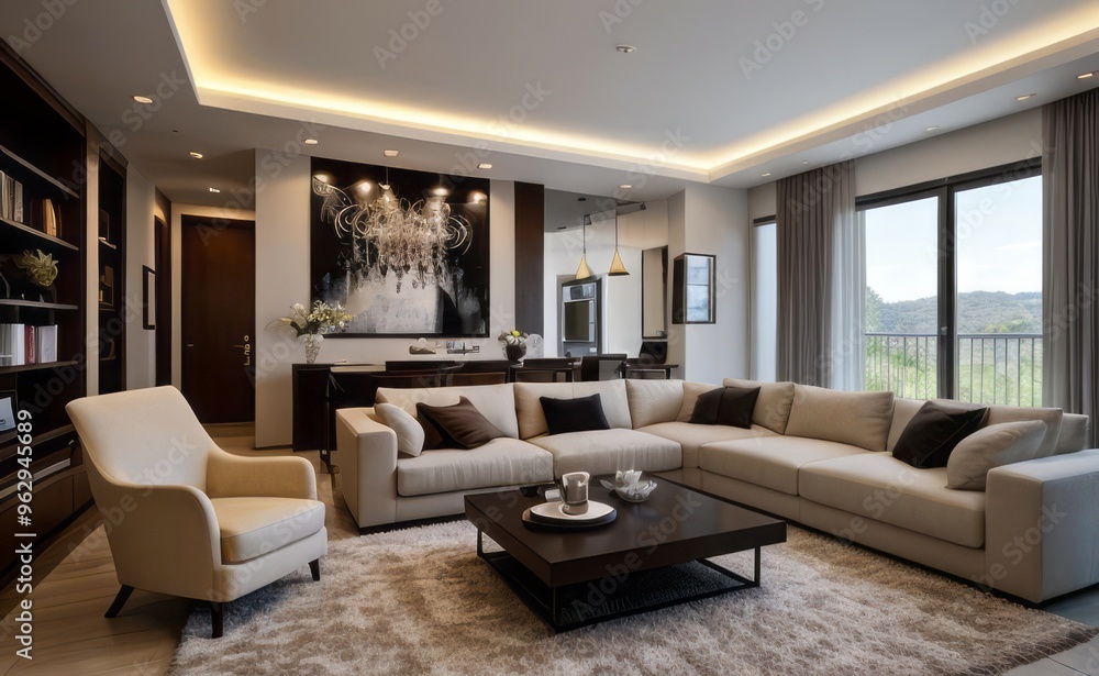 Fototapeta premium Modern luxury living room interior design