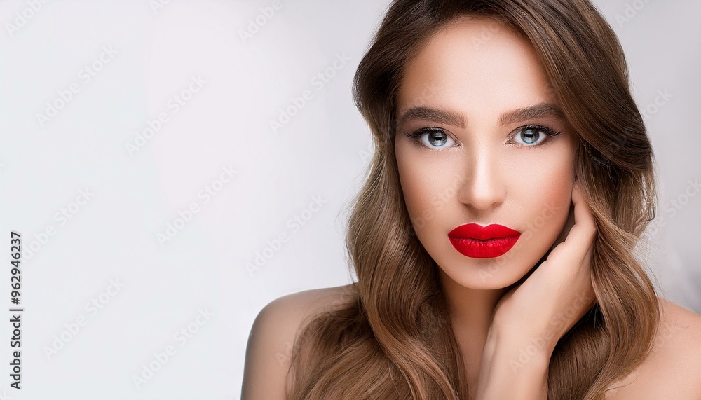 beautiful young woman with red lips, AI generated beautiful young woman with red lips, AI generated