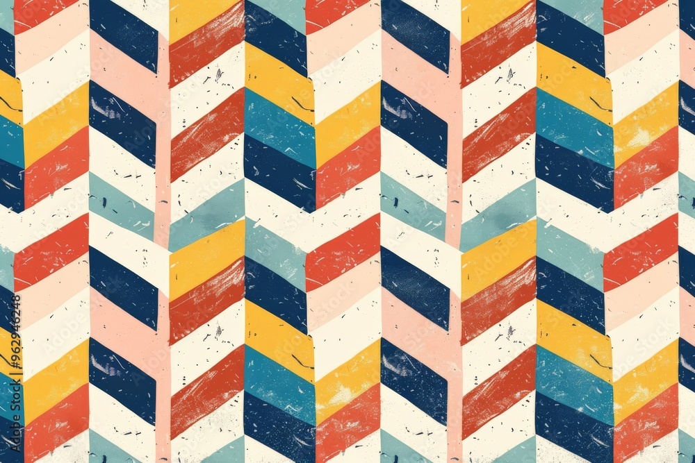 Geometric pattern with alternating stripes and zigzags in primary colors Geometric pattern with alternating stripes and zigzags in primary colors