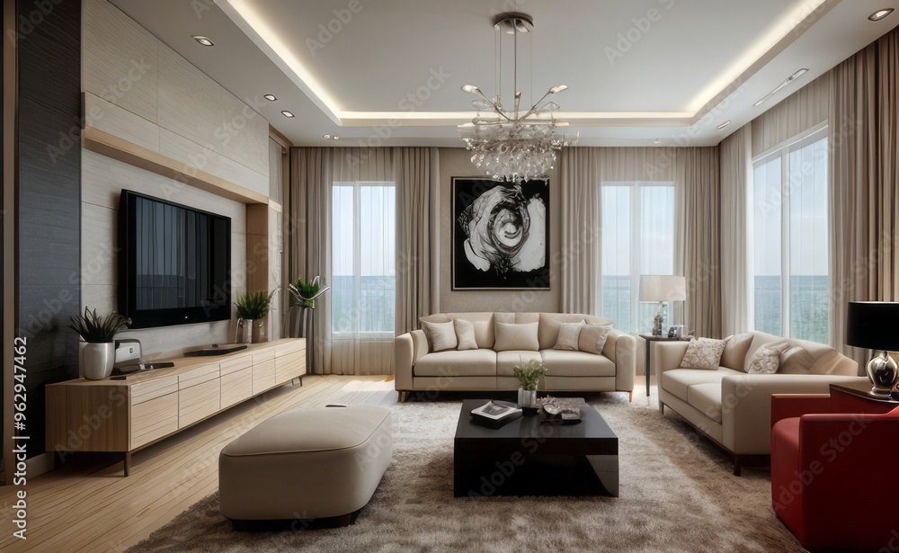 Fototapeta premium Modern luxury living room interior design