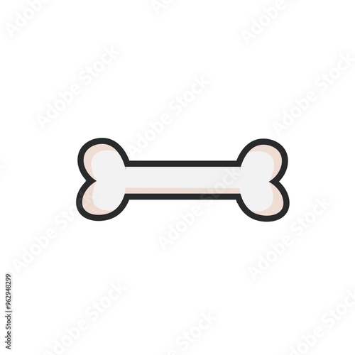 single bone in outline flat vector design