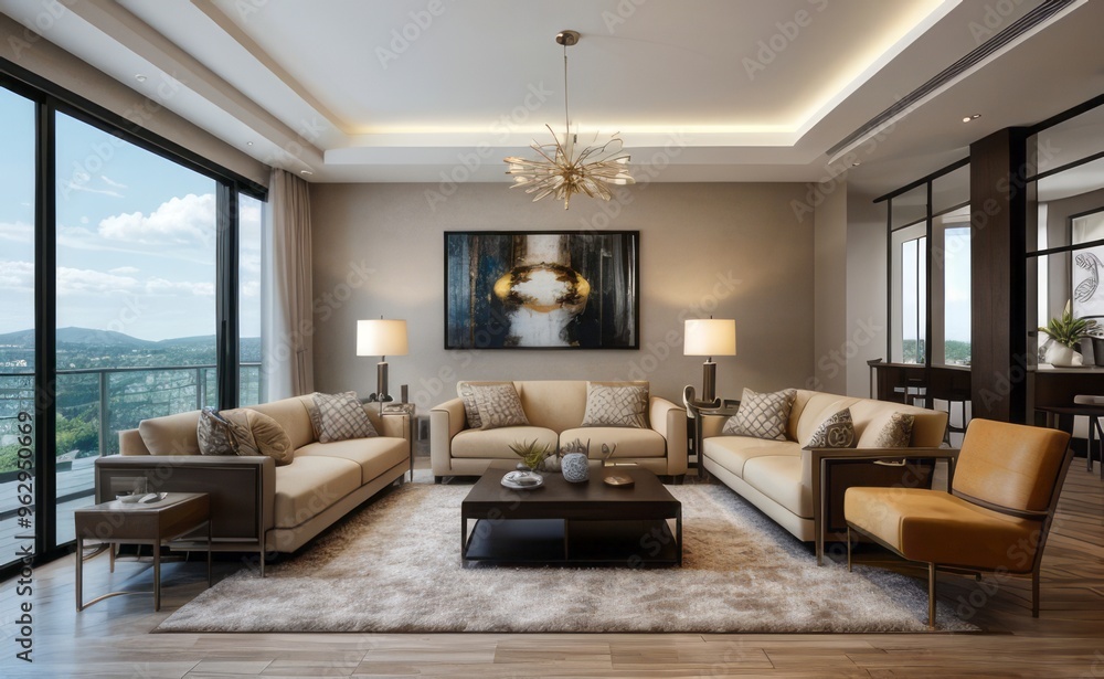 Fototapeta premium Modern luxury living room interior design