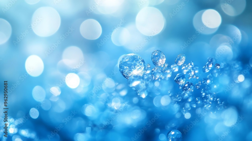 Abstract Blue Water Droplets with Bokeh Generative AI Abstract Blue Water Droplets with Bokeh Generative AI