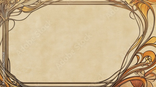 Elegant Vintage Art Nouveau Frame border Beautifully Designed as a Retro Background New Beautiful Stock Image Illustration AI