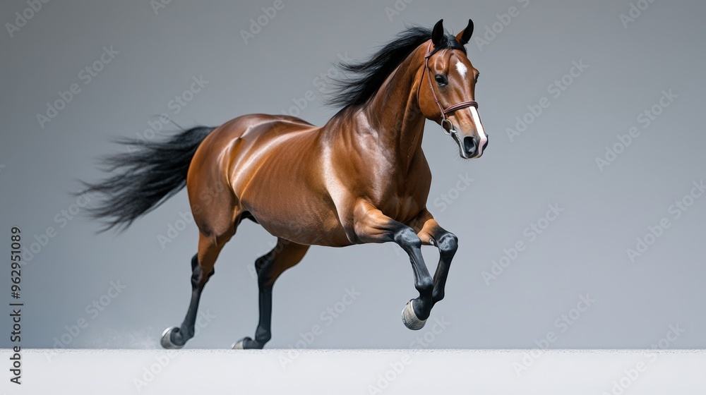 A majestic horse gracefully galloping, showcasing its strength and beauty against a minimalist backdrop. A majestic horse gracefully galloping, showcasing its strength and beauty against a minimalist backdrop.
