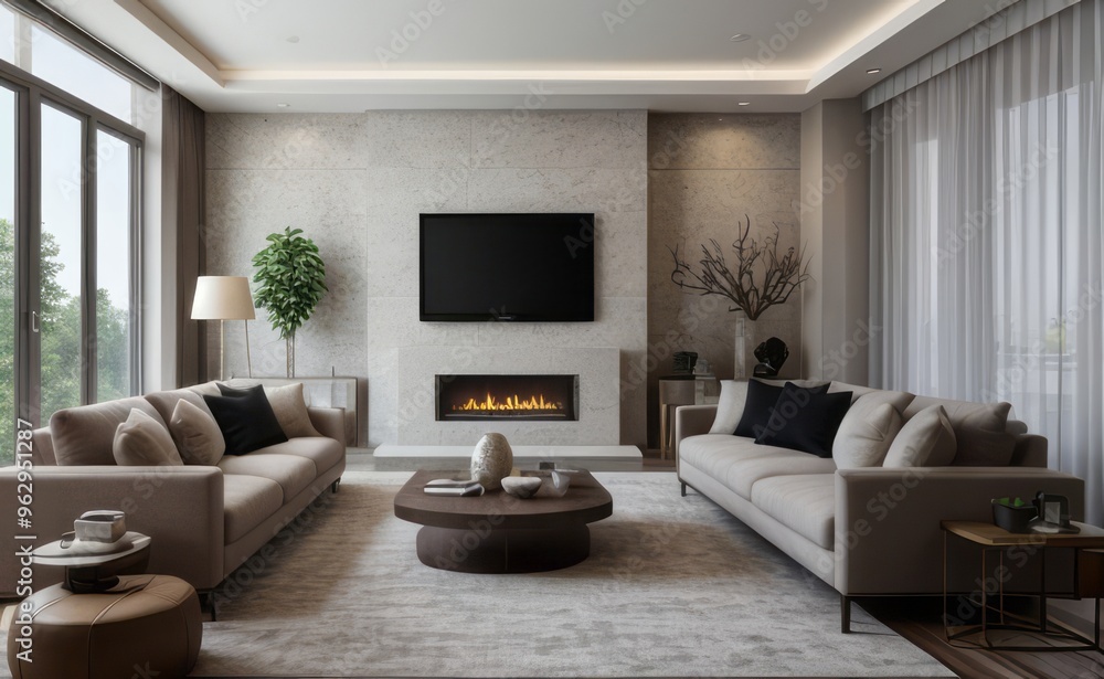 Fototapeta premium Modern luxury living room interior design