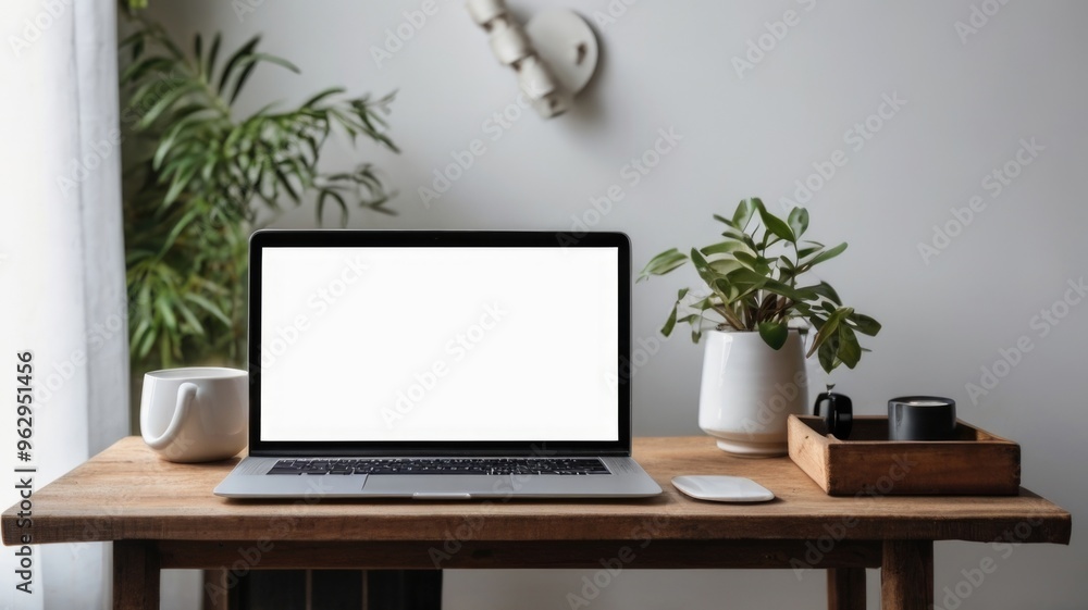 Blank Screen laptop mockup on home Blank Screen laptop mockup on home