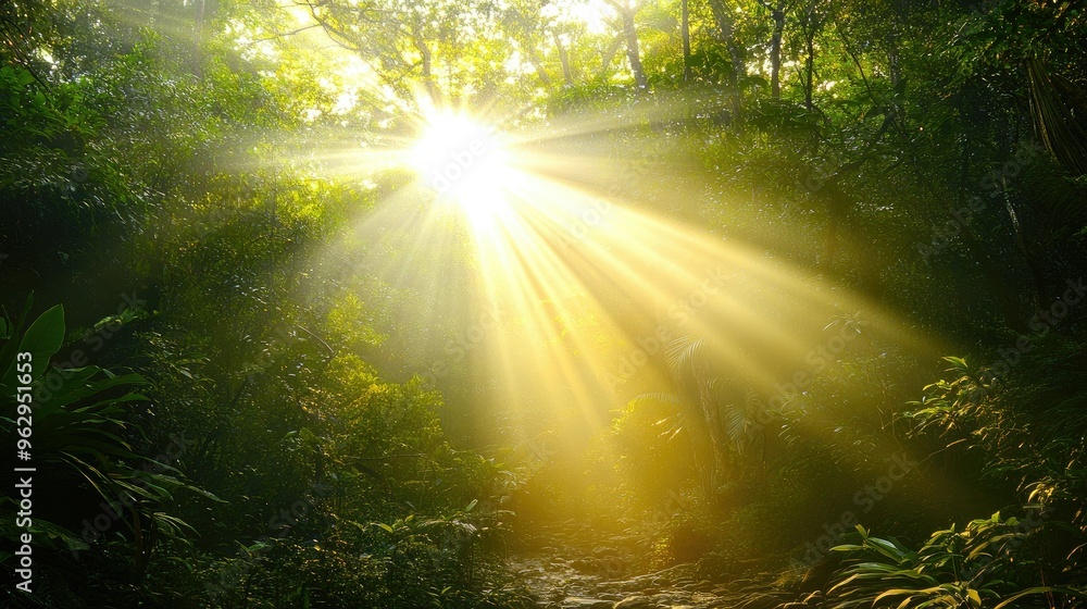 Bright rays illuminating a forest Bright rays illuminating a forest