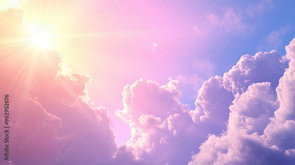 Bright sunbeams painting sky in pastel shades Bright sunbeams painting sky in pastel shades