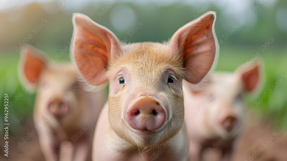 Many Pigs The Farm Are Looking The Camera. Many Pigs The Farm Are Looking The Camera.