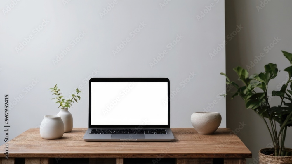 Blank Screen laptop mockup on home Blank Screen laptop mockup on home
