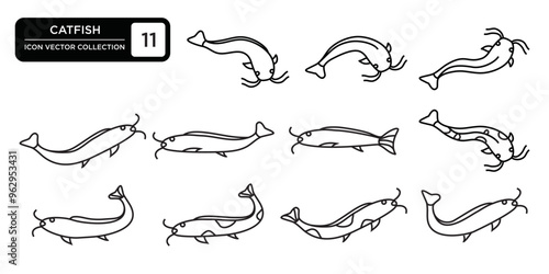 Catfish icon collection, editable and resizable vector icon templates.