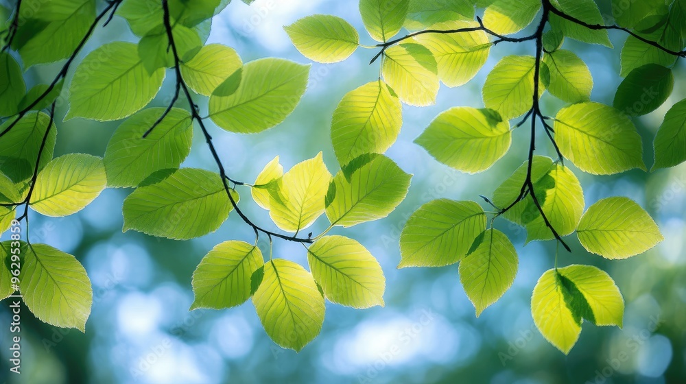 Fresh green leaves on tree branches Fresh green leaves on tree branches
