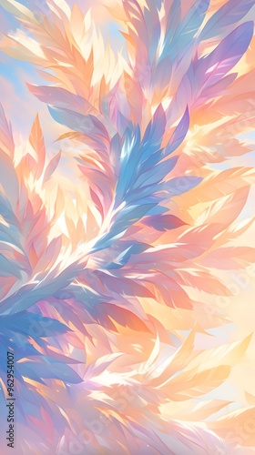 Dreamy Colorful Rainbow Pastel Feathers Sunlight Background Wallpaper