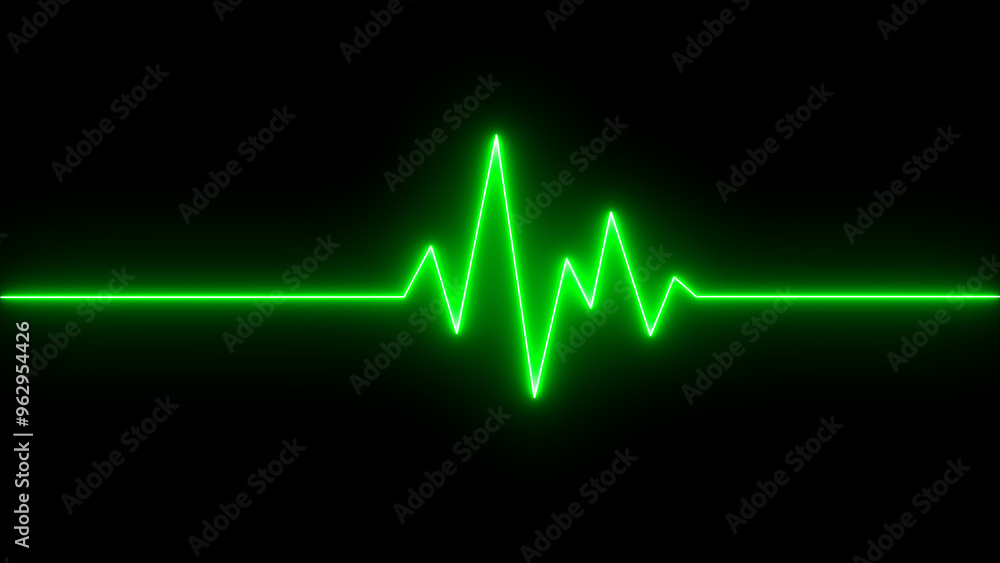 Neon glowing Heart rate monitor electrocardiogram beautiful green bright design on black background. Heartbeat icon. Pulse line illustration. Neon glowing Heart rate monitor electrocardiogram beautiful green bright design on black background. Heartbeat icon. Pulse line illustration.