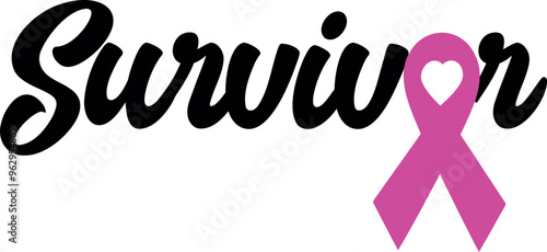 Survivor breast cancer ribbon. Cancer ribbon illustration vector