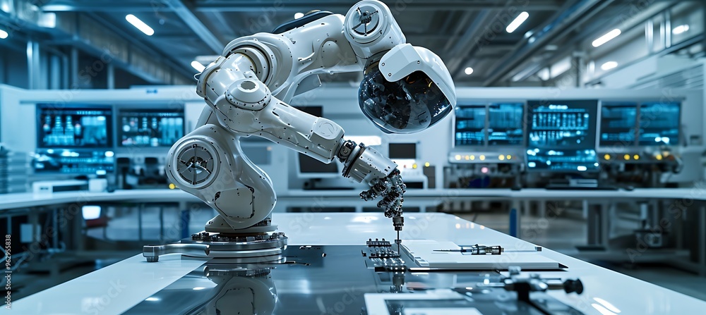 Robot working in factory Robot working in factory