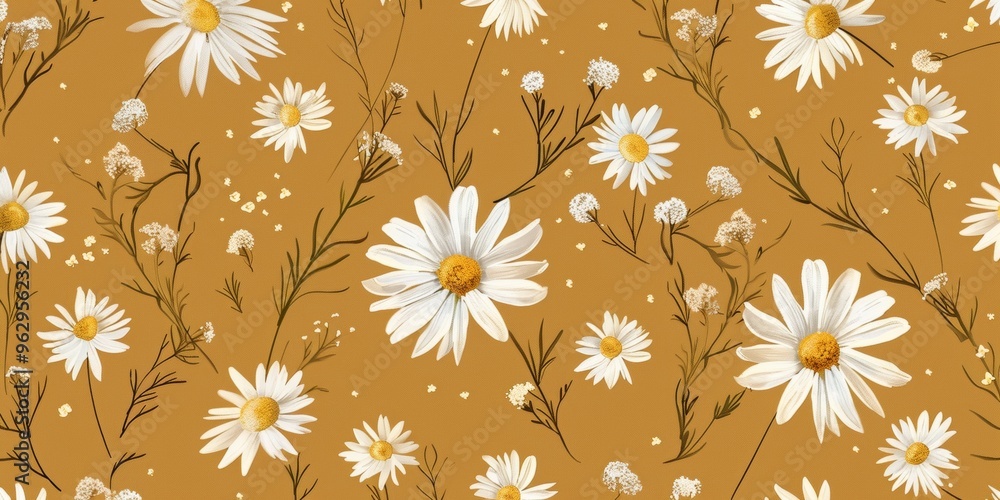 daisy illustration seamless pattern background daisy illustration seamless pattern background